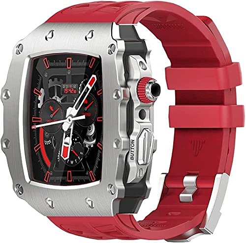 SAAWEE Uhrengehäuse aus Legierung, Gummi-Armband-Modifikationsset, für Apple Watch 8, 7, 45 mm, luxuriöses Upgrade-Edelstahl-Uhrengehäuse, für iWatch Serie 6, 5, 4, SE, 44 mm, 49 mm, Achat von SAAWEE