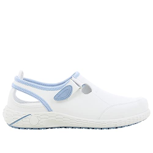 SAFETY JOGGER Arbeitsschuhe Damen Oxypas - LINA - Leichter, Bequemer Sicherheitsschuh mit Klettverschluss, ideal für Pflege, Küche oder Innenbereich, rutschfest, 41 EU Blau von SAFETY JOGGER