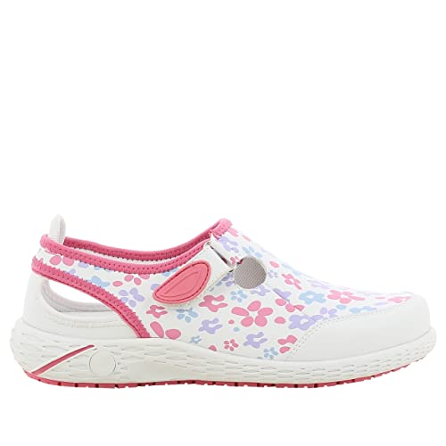 SAFETY JOGGER Arbeitsschuhe Damen Oxypas - LINA - Leichter, Bequemer Sicherheitsschuh mit Klettverschluss, ideal für Pflege, Küche oder Innenbereich, rutschfest, 36 EU Geblümt von SAFETY JOGGER