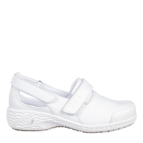 SAFETY JOGGER Sicherheitsschuhe Damen 38 EU - Samantha - Leichte, Bequemer Sicherheitsclog, Klettverschluss Leder Arbeitsschuh, ideal für Pflege oder Reinigung, Oxypas, Weiß von SAFETY JOGGER