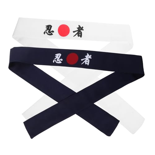 SAFIGLE 2 Stück Ninja Druck Stirnband Atmungsaktiv Japanisches Stirnband Kochkostüm Herren Dekorativ Karate Stirnbänder Kochzubehör Kochgeschenk Breite Stirnbänder Für Frauen von SAFIGLE