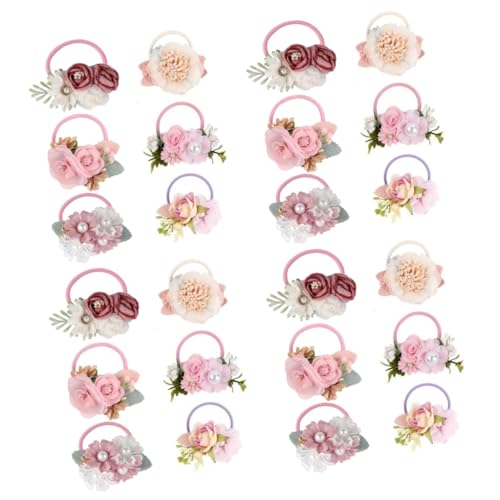 SAFIGLE 24 Stk Blumenstirnband für Kinder florale Haaraccessoires Haargummis Kleinkind Haargummis für Kleinkinder Haarbänder Blumen-Haargummis Pferdeschwanzhalter Prinzessin Haarschmuck von SAFIGLE