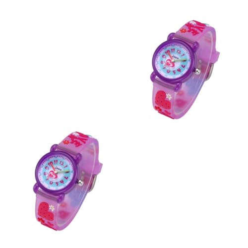 SAFIGLE 2St Cartoon-Armbanduhr kinderuhren Armbanduhr Kinder Kinderuhr Silikonband Karikatur betrachten Kinderuhr wasserdicht Kinderarmbanduhr niedlich Quarzuhren Anschauen 3D Violett von SAFIGLE