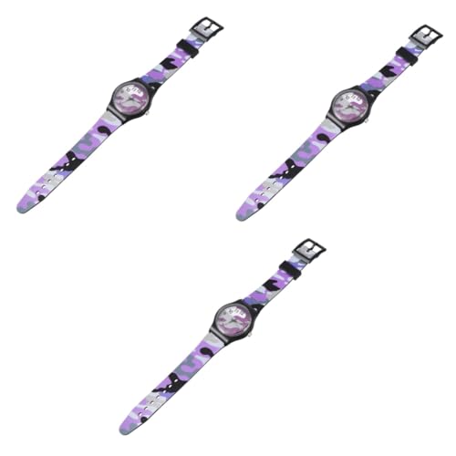 SAFIGLE 3 STK Cartoon-Camouflage-Uhr Studenten schauen zu Kinder Armbanduhr lernuhr Kinder kinderlernuhr Geschenk entzückende Uhr Armbanduhr Mode Anschauen Quarzuhren PVC Violett von SAFIGLE