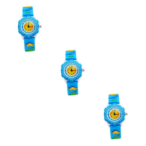 SAFIGLE 3 STK Dinosaurieruhr Uhr mit arabischen Ziffern Uhren Kuchenform Kugel Armbanduhr Kinder Watch Blaue Uhr wasserdichte Kinderuhr 3D-Cartoon-Uhr Karikatur Anschauen Gurt Schüler von SAFIGLE