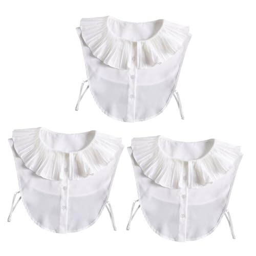 SAFIGLE 3stücke Eleganter Spitzenkragen Abnehmbarer Fake-kragen Für Damen Weißer Rüschenkragen Als Modisches Kleidungsaccessoire Für Blusen Und Kleider Hochwertige Chiffon-spitze SAFIGLE 3stücke Eleganter Spitzenkragen Abnehmbarer Fake-kragen Für Damen Weißer Rüschenkragen Als Modisches Kleidungsaccessoire Für Blusen Und Kleider Hochwertige Chiffon-spitze von SAFIGLE