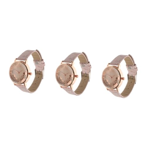 SAFIGLE 3St Anschauen Mädchenuhren Uhren für Männer Lederuhr für Damen Damenuhr Digitaluhr Armbanduhr dekor Klassische Armbanduhr Handgelenk Quarzuhren Blumen schmücken Frau Rosa von SAFIGLE