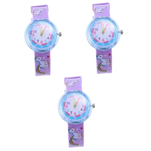 SAFIGLE 3st Kinderuhr Armbanduhren Für Mädchen Sportuhr Kinder Cartoon-Uhren Für Kinder Geschenke Für Kinder Kreative Quarzuhr Kinderkarte Violett Student Kunststoff-PVC Wenig Frisch von SAFIGLE