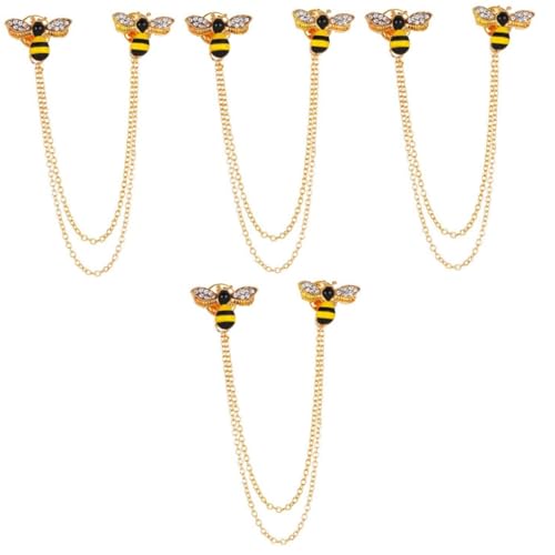 SAFIGLE 4 Stück Biene Brosche Biene Stift Kragenclips Schmuck Für Männer Accessoires Für Damen Biene Kragennadel Kragenketten Moisennette-schmuck Mann Abschlussball Lavalier von SAFIGLE