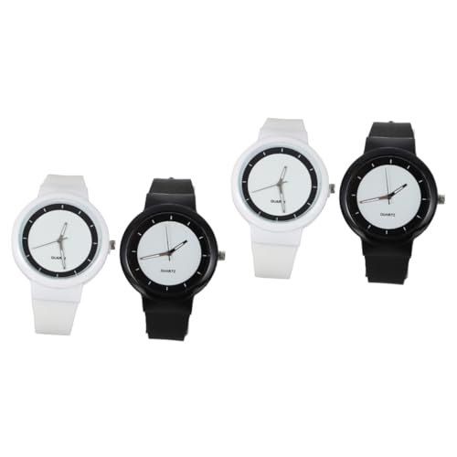 SAFIGLE 4 Stück Quartz Uhr damenarmbanduhren Character Einkaufsuhr Fitnessuhr Frauen quarzuhr Damenuhren Damenmodeuhr Armbanduhr für Damen Anschauen Gurt Genf Männer und Frauen Silikon von SAFIGLE