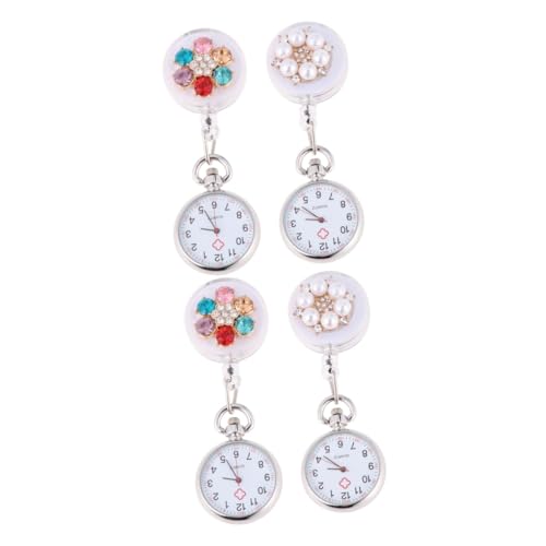 SAFIGLE 4 Stück Taschenuhr Accessoires für Männer minimalistische Uhr Krankenschwester Uhr Nurse Watch Damenuhr Uhrengehäuse für Herren Ansteckuhr Universal- Abzeichen Einfach zu schnallen von SAFIGLE