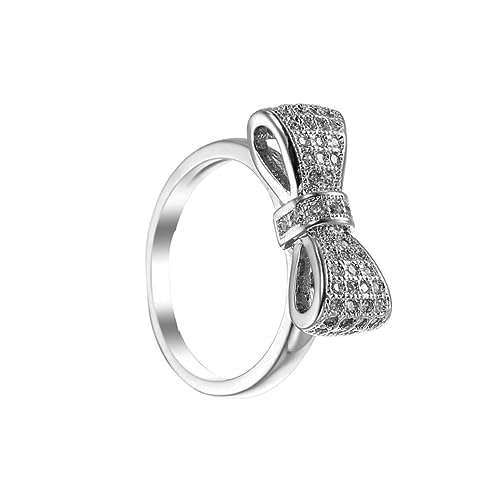 SAFIGLE kreative Ringe dimensions muttertagsgeschenke Schleifenring mutter tag geschenke ringhefter Zirkon Schmuck Damenring Mode-Fingerringe Frauenringe Krawatte Zubehör Fräulein Weiß von SAFIGLE