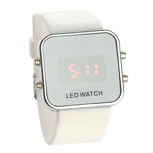 SAFIGLE LED-Spiegeluhr Spiegel-LED-Uhr betrachten rote LED-Digitaluhr LED-Uhr mit Silikonband Unisex-LED-Uhr Anzahl Anschauen Gurt Männer und Frauen von SAFIGLE