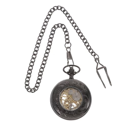 SAFIGLE mechanische Taschenuhr mit Kette Retro Uhr Mechanical Watch antike Stoppuhr Taschenuhr für Männer Retro-Taschenuhr automatische mechanische Uhr Universal- Antiquität Schwarze Nadel von SAFIGLE