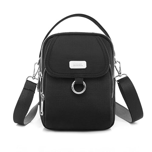 SAFWEL koreanische version kleine tasche handytasche damen crossbody tasche mode vielseitig schulter lässig kleine umhängetasche leichte stofftasche muttertasche, Schwarz von SAFWEL