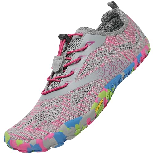 SAGUARO Aquaschuhe Damen Strandschuhe Barfuß-Traillaufschuhe Schuh mit Zehen Bequeme Laufschuhe Fitness Barefoot Schuhe Outdoor Schwimmschuhe Barfußschuhe für Frauen Gymnastik, Pink 38 von SAGUARO