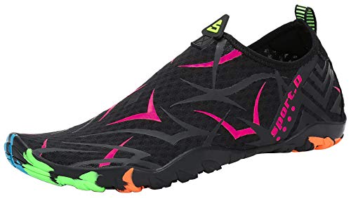 SAGUARO Badeschuhe Damen Herren Wasserschuhe Leicht Schwimmschuhe Schnell Trocknend Atmungsaktiv Strandschuhe Aquaschuhe rutschfeste Outdoor Barfußschuhe für Frauen Männer, Rosa Locher, 39 EU von SAGUARO