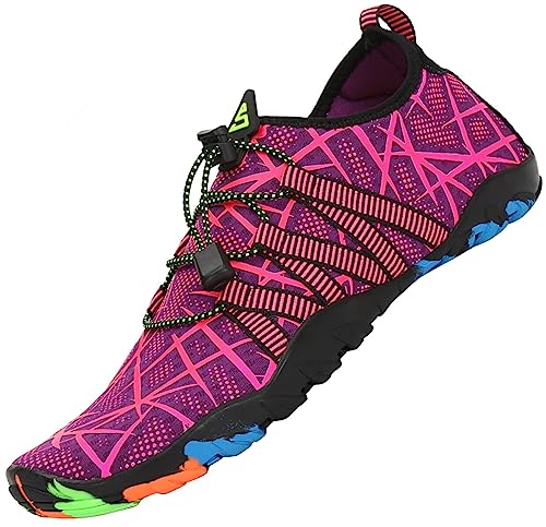 SAGUARO Badeschuhe Damen Herren Wasserschuhe Schwimmschuhe Schnelltrocken Aquaschuhe Strandschuhe Leicht Neoprenschuhe Surfschuhe rutschfeste Tauchschuhe Wassersportschuhe Stil 2:Rosa Gr.41 EU von SAGUARO