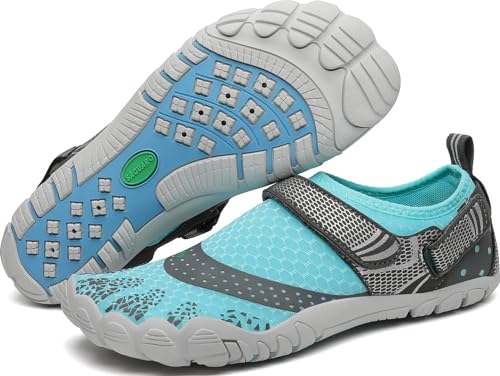 SAGUARO Badeschuhe Herren Wasserschuhe Damen - Schwimmschuhe rutschfeste Aquaschuhe Schnelltrocknende Strandschuhe Surfschuhe Barfußschuhe für Meer Steinstrand Surfen, Azurblau Gr.40 EU von SAGUARO