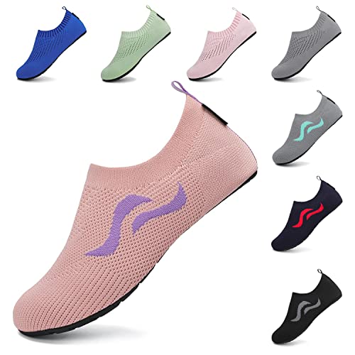 SAGUARO Badeschuhe Damen Wasserschuhe Herren Atmungsaktiv Strandschuhe für Yoga Aquaschuhe Frauen Surfschuhe Männer Sommer Strand Garten Wassersport Surfen Beach Rosa 38/39 EU von SAGUARO