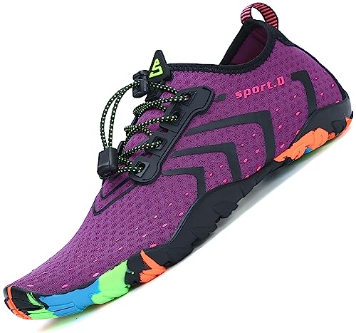 SAGUARO Badeschuhe Damen Wasserschuhe Schwimmschuhe Aquaschuhe Surfschuhe Barfuß rutschfeste Strandschuhe Wassersport Schuhe, Stil 1: Lila, 38 EU von SAGUARO