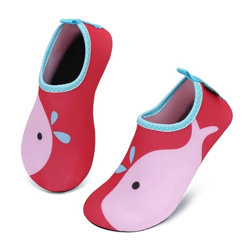 SAGUARO Badeschuhe Kinder Kleinkind Strandschuhe Schwimmschuhe Wasserschuhe Jungen Mädchen Aquaschuhe Barfußschuhe für Strand Schwimmbad(067 Rot,32/33 EU) von SAGUARO