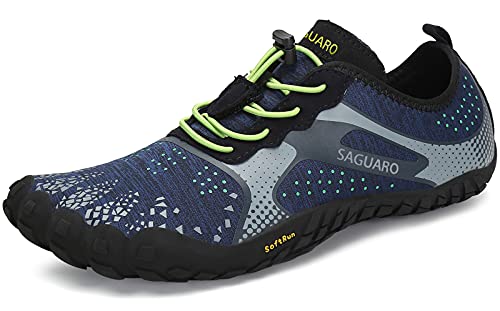 SAGUARO Barfußschuhe Damen Herren Zehenschuhe Traillaufschuhe Weich Bequem Barfussschuhe Fitnessschuhe Männer Frauen Trainingsschuhe für Joggen Laufen Wandern, Azurblau, 39 EU von SAGUARO