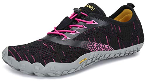 SAGUARO Barfußschuhe Herren Damen Barfussschuhe Traillaufschuhe Zehen Training Fitnessschuhe Outdoor Barfuss Wanderschuhe Atmungsaktiv Schnell Trocknend Badeschuhe, Rot, 36 EU von SAGUARO