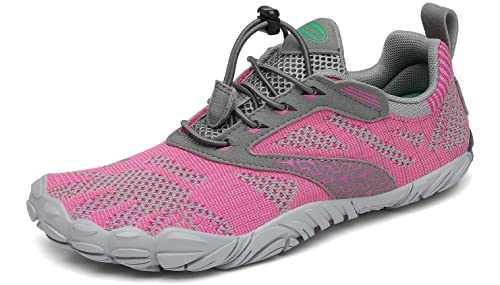 SAGUARO Barfußschuhe Herren Damen Barfussschuhe Traillaufschuhe Zehen Training Fitnessschuhe Outdoor Barfuss Wanderschuhe Atmungsaktiv Schnell Trocknend Badeschuhe, Rosa, 37 EU von SAGUARO