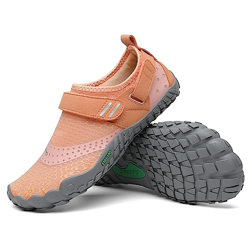 SAGUARO Barfußschuhe Damen Barfussschuhe Frauen Barfuss Schuhe Outdoor Zehenschuhe rutschfest Fitnessschuhe Barefoot Shoes mit Zero-Drop Solhe, Nimble Ⅰ - Barfußschuhe Orange A, Gr.36 EU von SAGUARO