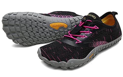 SAGUARO Barfußschuhe Herren Damen Traillaufschuhe Outdoor & Indoor Training Fitnessschuhe Wander Wald Strand Straße Laufschuhe Walkingschuhe Schnell Trocknend Badeschuhe, Magenta Rosa, 37 EU von SAGUARO