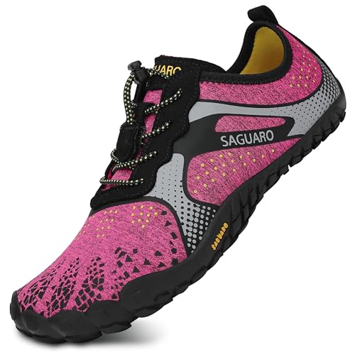 SAGUARO Barfußschuhe Herren Barfussschuhe Damen Barfuss Sommer Zehenschuhe Frauen Outdoor Traillaufschuhe Rosa 36 von SAGUARO