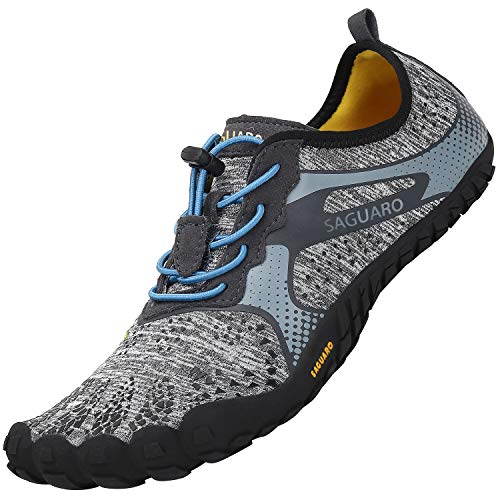 SAGUARO Barfußschuhe Herren Damen Atmungsaktiv Aquaschuhe Sport Wasserschuhe Trekking Zehenschuhe Minimalistische Surf Joggen Barfuss Schwimmschuhe,Aqua Grau 42 von SAGUARO