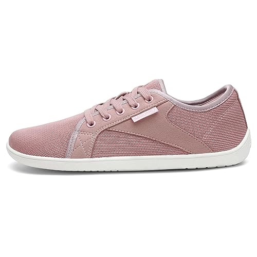 SAGUARO Barfussschuhe Herren Damen Knit Fitnessschuhe rutschfeste Barfuß Freizeitschuh Weich Hallenschuhe mit Breiter Zehenbox und Zero Drop Solhe, Luck Ⅰ, Erröten Rosa, 37EU von SAGUARO