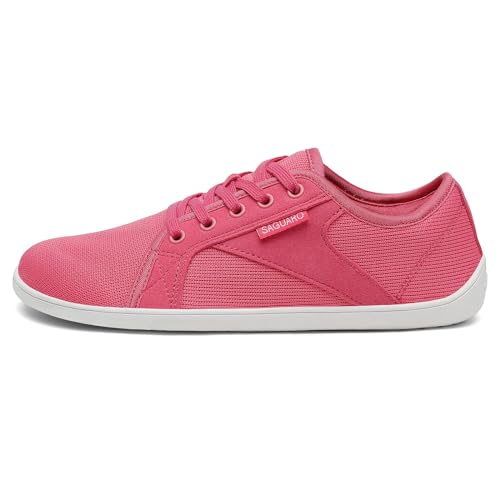 SAGUARO Barfußschuhe Herren Damen Knit Fitnessschuhe Atmungsaktive rutschfeste Barfussschuhe Weich Minimalschuhe Barfuß Freizeitschuh für Männer Frauen, Luck Ⅰ, Heißes Rosa, 42 EU von SAGUARO