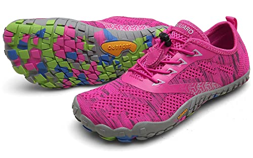 SAGUARO Barfußschuhe Herren Damen Traillaufschuhe Outdoor & Indoor Training Fitnessschuhe Wander Wald Strand Straße Laufschuhe Walkingschuhe Schnell Trocknend Badeschuhe, Heißes Rosa, 40 EU von SAGUARO