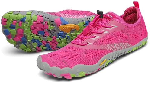 SAGUARO Barfußschuhe Herren Damen Traillaufschuhe Outdoor & Indoor Training Fitnessschuhe Wander Wald Strand Straße Laufschuhe Walkingschuhe Schnell Trocknend Badeschuhe, Heißes Rosa, 42 EU von SAGUARO