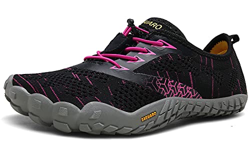 SAGUARO Barfußschuhe Damen Herren Zehenschuhe Traillaufschuhe Weich Bequem Barfussschuhe Fitnessschuhe Männer Frauen Trainingsschuhe für Joggen Laufen Wandern, Magenta Rosa, 36 EU von SAGUARO