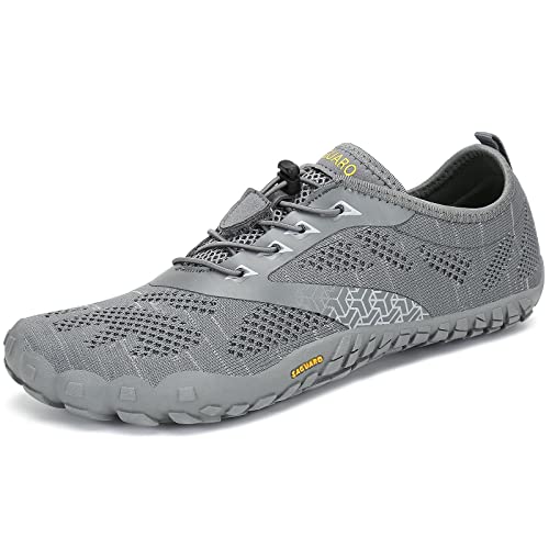 SAGUARO Barfußschuhe Damen Herren Zehenschuhe Traillaufschuhe Weich Bequem Barfussschuhe Fitnessschuhe Männer Frauen Trainingsschuhe für Joggen Laufen Wandern, Grau, 47 EU von SAGUARO