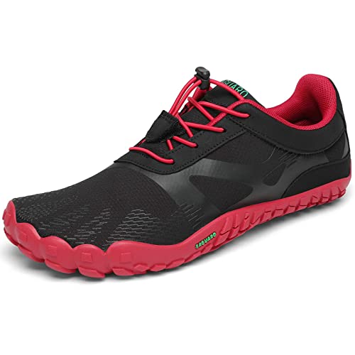 SAGUARO Barfußschuhe Damen Herren Zehenschuhe Traillaufschuhe Weich Bequem Barfussschuhe Fitnessschuhe Männer Frauen Trainingsschuhe für Joggen Laufen Wandern, Rot, 46 EU von SAGUARO