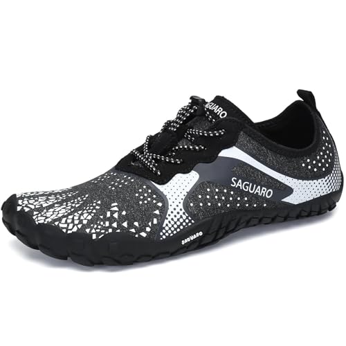 SAGUARO Barfußschuhe Damen Herren Zehenschuhe Traillaufschuhe Weich Bequem Barfussschuhe Fitnessschuhe Männer Frauen Trainingsschuhe für Joggen Laufen Wandern, Weiß, 38 EU von SAGUARO