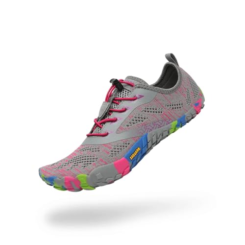 SAGUARO Barfußschuhe Herren Damen Zehenschuhe Ultraleicht Bequem Traillaufschuhe rutschfest Atmungsaktiv Barfussschuhe mit Breiter Zehenbox für Training Fitness, Rosa, 38 EU von SAGUARO