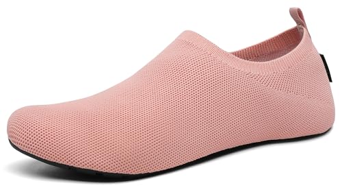 SAGUARO Hausschuhe Damen Herren Leicht Hüttenschuhe Atmungsaktiv rutschfest Flache Pantoffeln Bequem Weich Flexibel Schlappen Home Cozy Geschlossene Slippers, Flamingo Rosa 42/43EU von SAGUARO