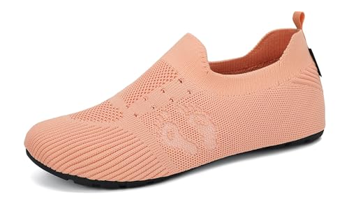 SAGUARO Hausschuhe Damen Herren Leicht Hüttenschuhe Atmungsaktiv rutschfest Flache Pantoffeln Bequem Weich Flexibel Schlappen Home Cozy Geschlossene Slippers, Cantaloupe Orange 38/39EU von SAGUARO