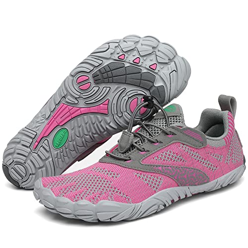 SAGUARO Damen Barfußschuhe Strandschuhe Unisex Wasserschuhe Trainingsschuhe Herren Outdoor & Indoor Atmungsaktiv Surfschuhe rutschfest Badeschuhe Frauen Fahrradschuhe Männer Leicht Pink 36 EU von SAGUARO