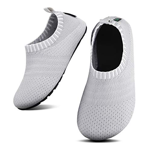 SAGUARO Kinder Hausschuhe Jungen Pantoffeln Mädchen Slippers rutschfest Yoga Kleinkinder Schuhe Unisex-Baby Indoor Weich Walkingschuhe Hüttenschuhe Hellgrau 26/27 EU von SAGUARO