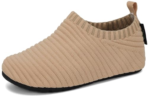 SAGUARO Kinder Hausschuhe Mädchen Jungen Barfußschuhe Leicht Rutschfest Kleinkinder Lauflernschuhe Weich Flexibel Badeschuhe für Frühling Sommer, Khaki 24/25 EU von SAGUARO