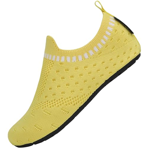 SAGUARO Kinderschuhe Atmungsaktiv Mesh Mädchen Pantoffeln Jungen Hausschuhe Ultraleicht rutschfeste Baby Slippers Kleinkinder Unisex Freizeit Schuhe, Gelb 22/23 von SAGUARO