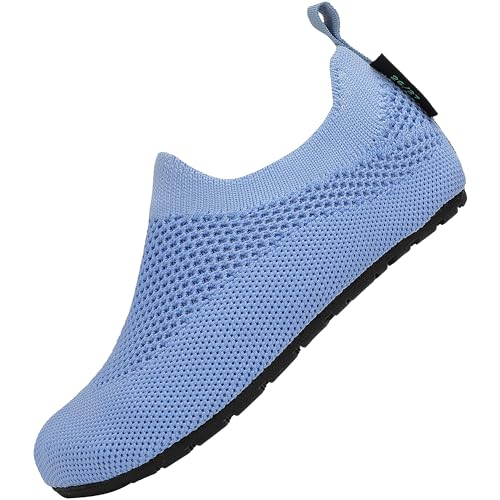 SAGUARO Mädchen Hausschuhe Kinder rutschfeste Leichte Pantoffeln für Kleinkinder Luftdurchlässig Junge Hüttenschuhe Elastisch Socken Schuhe, Kinder Blau 32/33 von SAGUARO