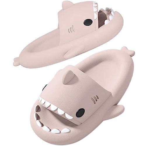 SAGUARO Shark Slippers Damen Herren Weich Bequem Hai Hausschuhe Sommer Shark Slides Zuhause Rutschfeste Schwimmbad Strand Haifisch Schlappen Original Wolken Badelatschen Pillow Latschen Rosa 36/37 von SAGUARO